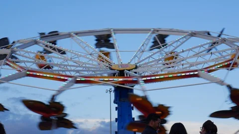 Editorial, 4K view of rides at amusement park. Stock Footage 108192013