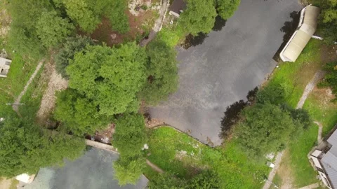 Editorial aerial top-down drone shot o Stock Footage 337470543