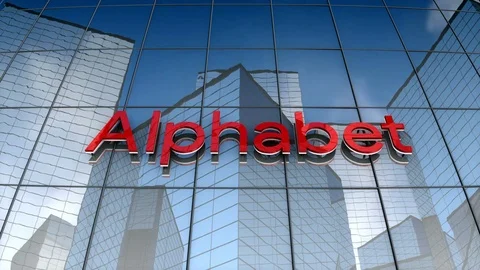 Editorial, Alphabet logo on glass building.