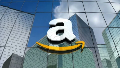 Editorial, Amazon logo on glass building.	 Видео 87259557