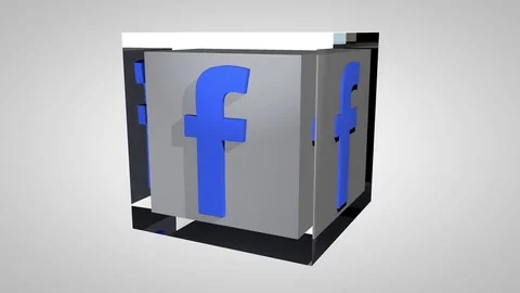 Editorial Animation: 3D Rotating Facebook logo cube Stock Footage 80011721