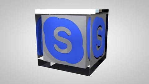 Editorial Animation: 3D Rotating Skype logo cube Stock Footage 80003046