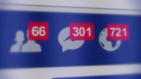 Editorial Animation of social network notifications, new friends and messages. Stock Footage 74305870