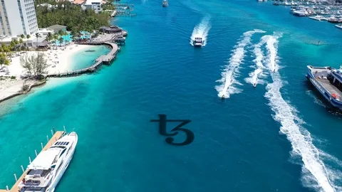 Editorial Animation tezos logo Crypto Currency Video stock 113220955