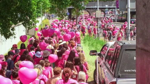 Editorial - Avon breast cancer awareness walk Stock Footage