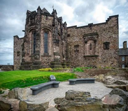 EDITORIAL: A back side of Scottish National War Memorial inside Edinburgh Castle Stock Photos