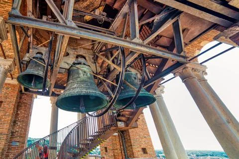 EDITORIAL bells in Lamberti Tower Stock Photos