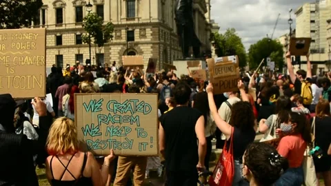 Editorial, Black Liver Matter protest in Central London, June 2020, Westminster Stock Footage 133200328