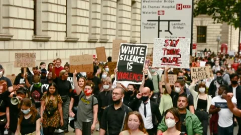 Editorial, Black Liver Matter protest in Central London, June 2020, Westminster Stock Footage 133200470