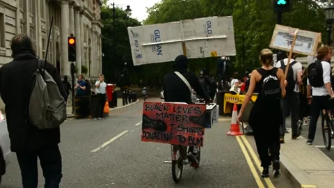 Editorial, Black Liver Matter protest in Central London, June 2020, Westminster Stock Footage 133200478
