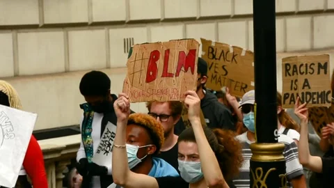 Editorial, Black Liver Matter protest in Central London, June 2020, Westminster Stock Footage 133200480