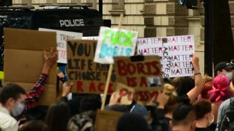 Editorial, Black Liver Matter protest in Central London, June 2020, Westminster Stock Footage 133200482
