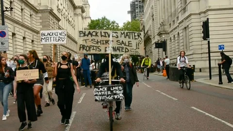 Editorial, Black Liver Matter protest in Central London, June 2020, Westminster Stock Footage 133200561