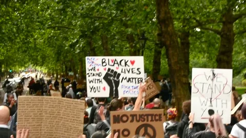 Editorial, Black Liver Matter protest in Central London, June 2020, Westminster Stock Footage 133200598