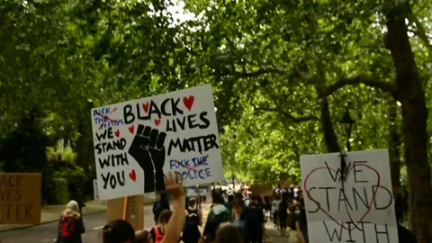 Editorial, Black Liver Matter protest in Central London, June 2020, Westminster Stock Footage 133200600