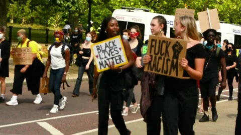 Editorial, Black Liver Matter protest in Central London, June 2020, Westminster Stock Footage 133200780