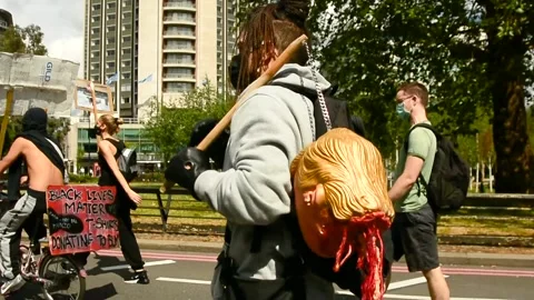 Editorial, Black Liver Matter protest in Central London, June 2020, Westminster Stock Footage 133200954