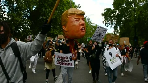Editorial, Black Liver Matter protest in Central London, June 2020, Westminster Stock Footage 133200981