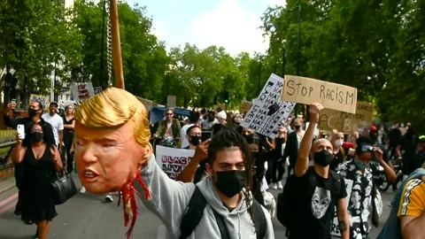 Editorial, Black Liver Matter protest in Central London, June 2020, Westminster Stock Footage 133200985