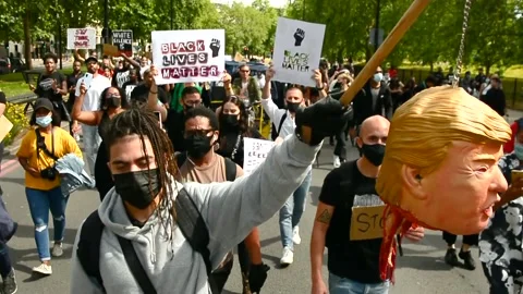 Editorial, Black Liver Matter protest in Central London, June 2020, Westminster Stock Footage 133201015
