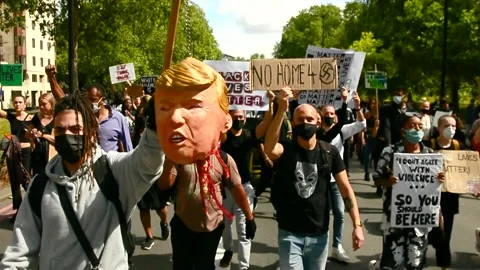 Editorial, Black Liver Matter protest in Central London, June 2020, Westminster Stockbeeldmateriaal 133201105