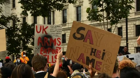 Editorial, Black Liver Matter protest in Central London, June 2020, Westminster Stock Footage 133201385
