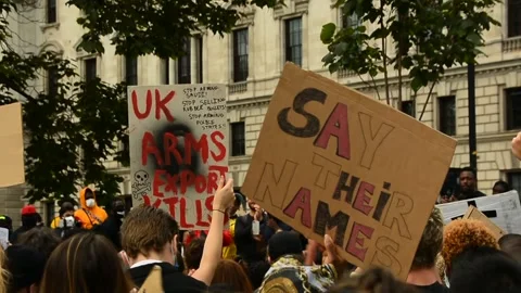 Editorial, Black Liver Matter protest in Central London, June 2020, Westminster Stock Footage 133201479