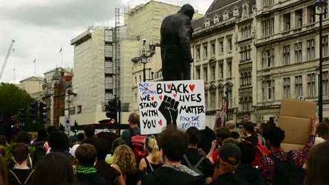 Editorial, Black Liver Matter protest in Central London, June 2020, Westminster Stock Footage 133201548