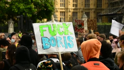 Editorial, Black Liver Matter protest in Central London, June 2020, Westminster Stock Footage 133201609