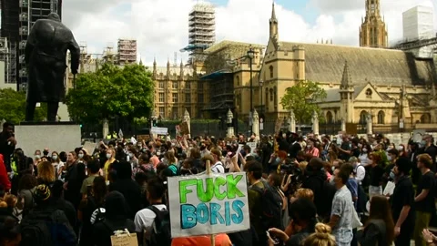 Editorial, Black Liver Matter protest in Central London, June 2020, Westminster Stock Footage 133201676