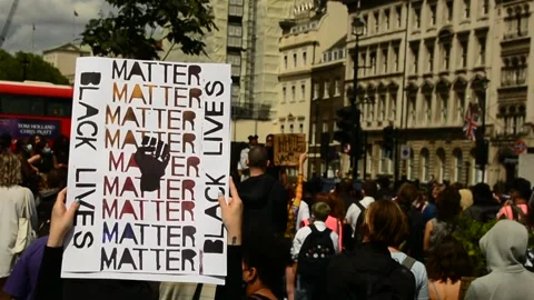 Editorial, Black Liver Matter protest in Central London, June 2020, Westminster Stock Footage 133201762