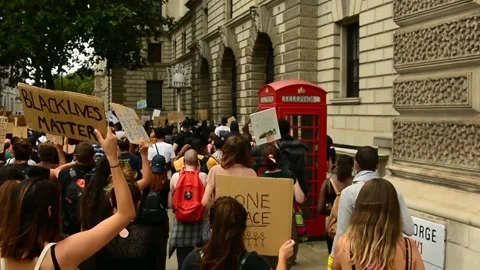 Editorial, Black Liver Matter protest in Central London, June 2020, Westminster Stock Footage 133201886