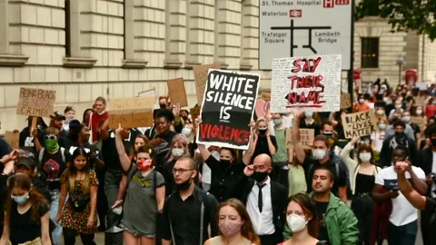 Editorial, Black Liver Matter protest in Central London, June 2020, Westminster Stock Footage 133201912