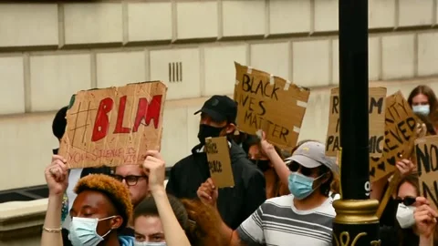 Editorial, Black Liver Matter protest in Central London, June 2020, Westminster Stock Footage 133201918