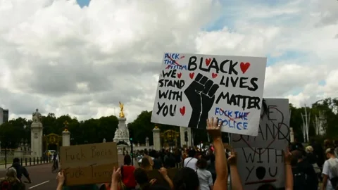 Editorial, Black Liver Matter protest in London, June 2020, Buckingham Palace Stock Footage 133202015
