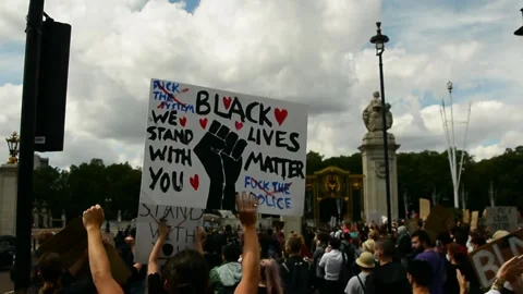 Editorial, Black Liver Matter protest in London, June 2020, Buckingham Palace Stock Footage 133202037