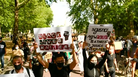 Editorial, Black Liver Matter protest in Central London, June 2020, Hyde Park Stock Footage 133202174
