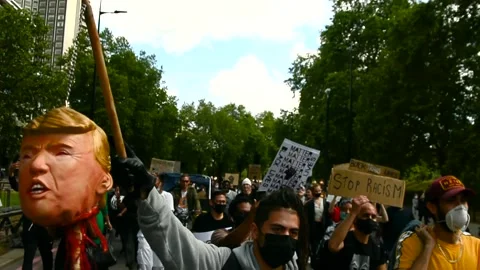 Editorial, Black Liver Matter protest in Central London, June 2020, Hyde Park Stock Footage 133202300
