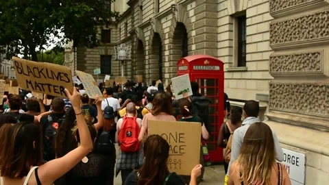 Editorial, Black Liver Matter protest in Central London, June 2020, Westminster Stock Footage 133202609