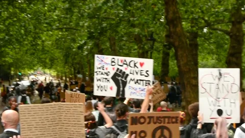 Editorial, Black Liver Matter protest in Central London, June 2020, Westminster Stock Footage 133202744