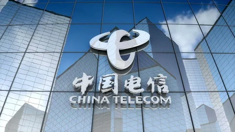 Editorial, China Telecom Corp. Ltd. logo on glass building.	 Video stock 85464568