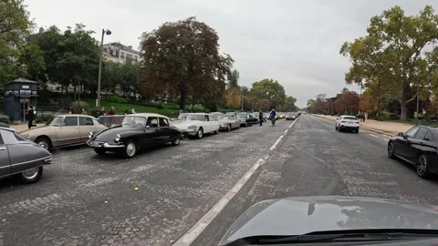 Editorial Citroen DS Classic Car Gathering Paris Street Parade Vintage French Stock Footage 336095474