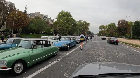 Editorial Citroen DS Classic Car Gathering Paris Street Parade Vintage French Stock Footage 336095725