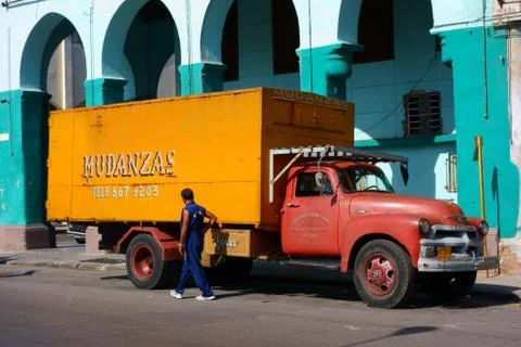 EDITORIAL: Classic American truck on the street in Havana, Cuba Stock Photos