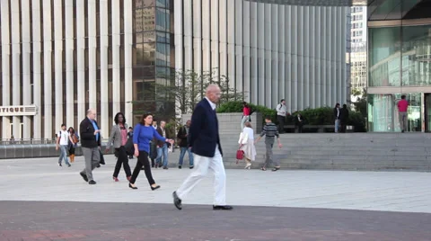 EDITORIAL: Crowd of people in Paris, La Defence. Stock Footage 34377549