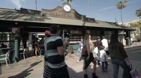 EDITORIAL  - crowds of people walking on third street promenade Stock Footage 50099391