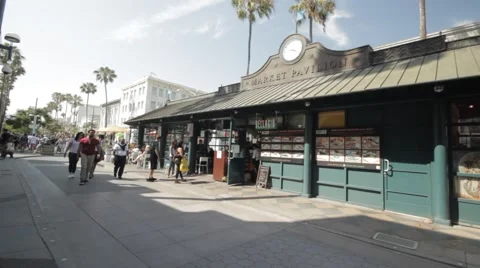 EDITORIAL  - crowds of people walking on third street promenade Stock Footage 50099582