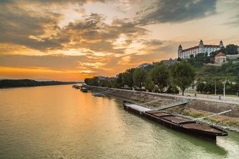 EDITORIAL Danube river in Bratislava Stock Photos