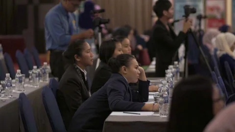 Editorial : Delegates attend the opening meeting. Stock Footage 104016903