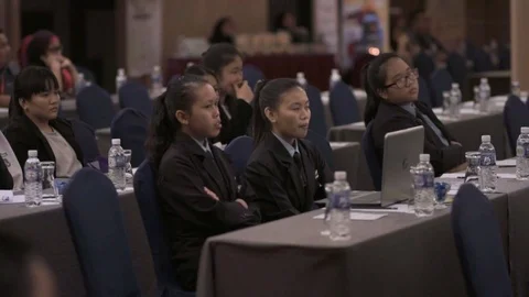 Editorial : Delegates attend the opening meeting. Stock Footage 104016906